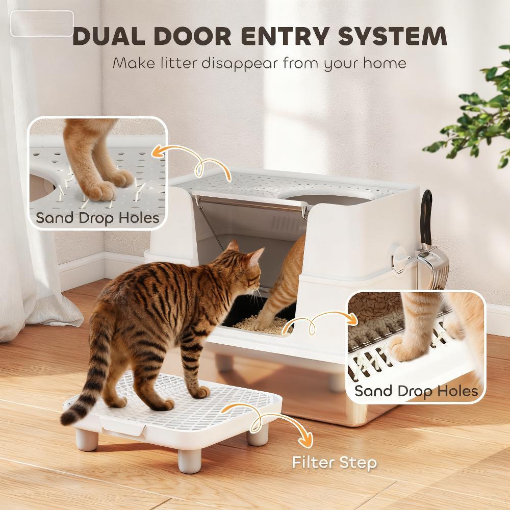 Cat Litter Box ,Top And Side Entry Enclosed Litter Box With Flip Top