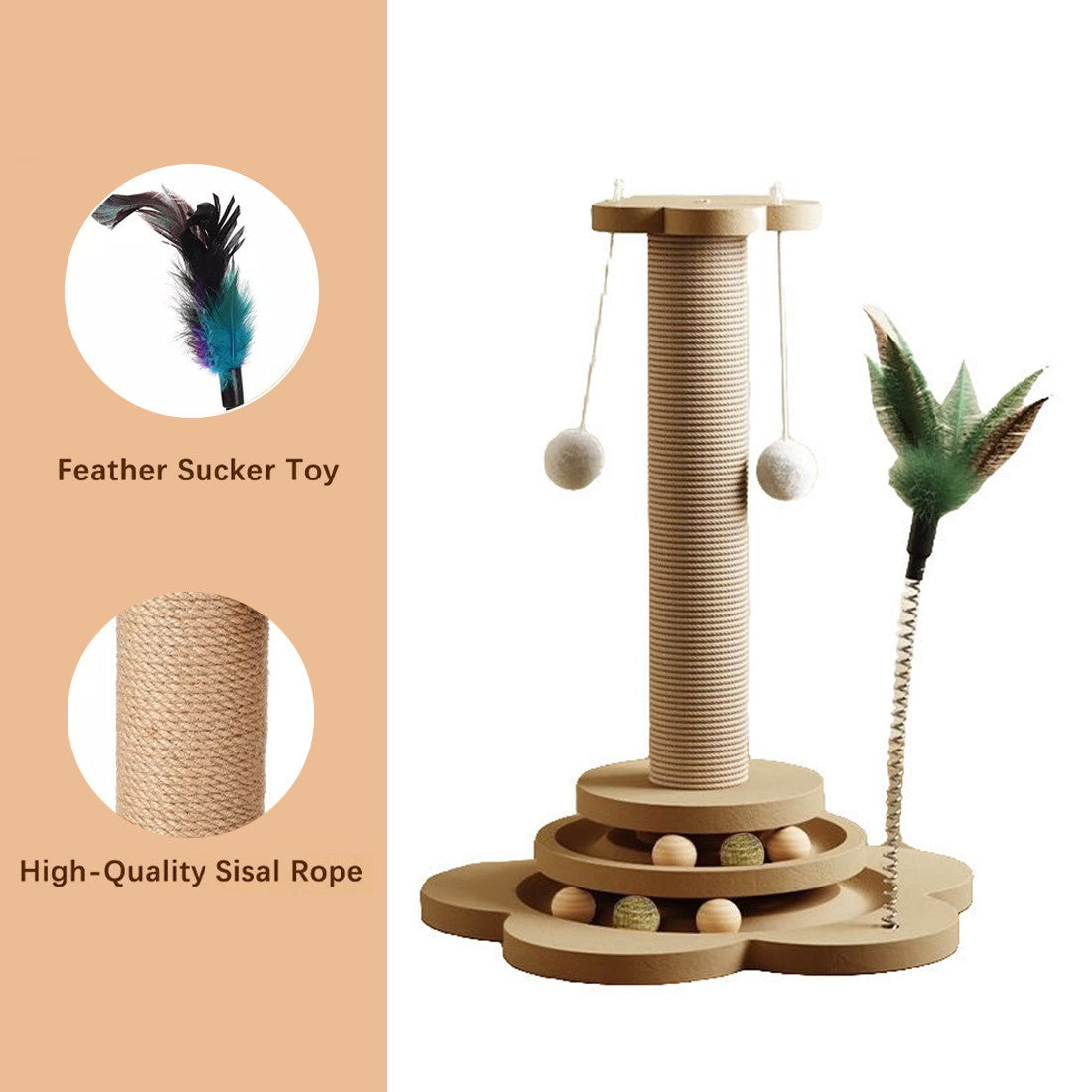 NEW Large Cat Tree Scratching Post Pet Climbing Tower 46X24CM With Column Turntable