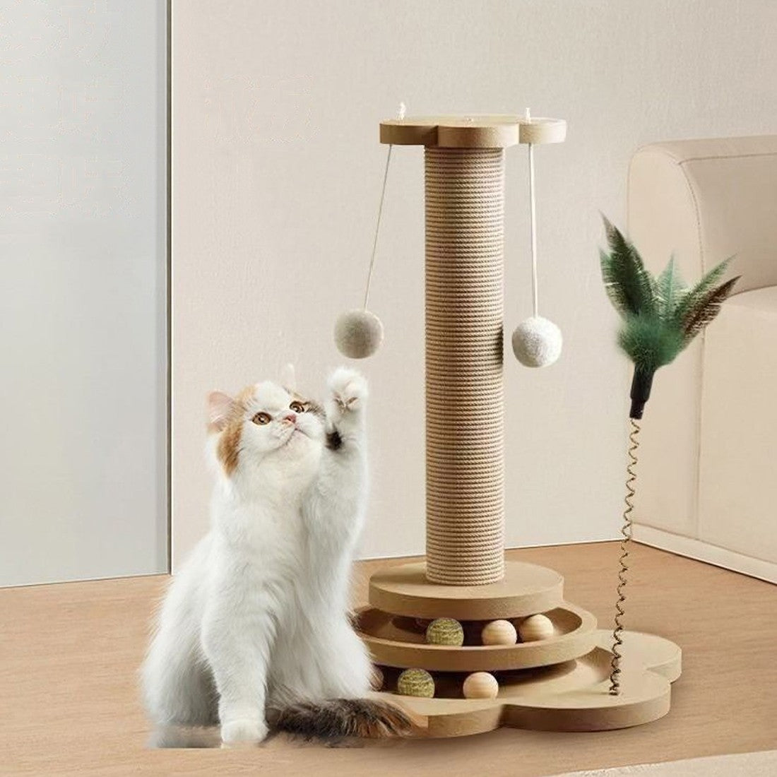 NEW Large Cat Tree Scratching Post Pet Climbing Tower 46X24CM With Column Turntable