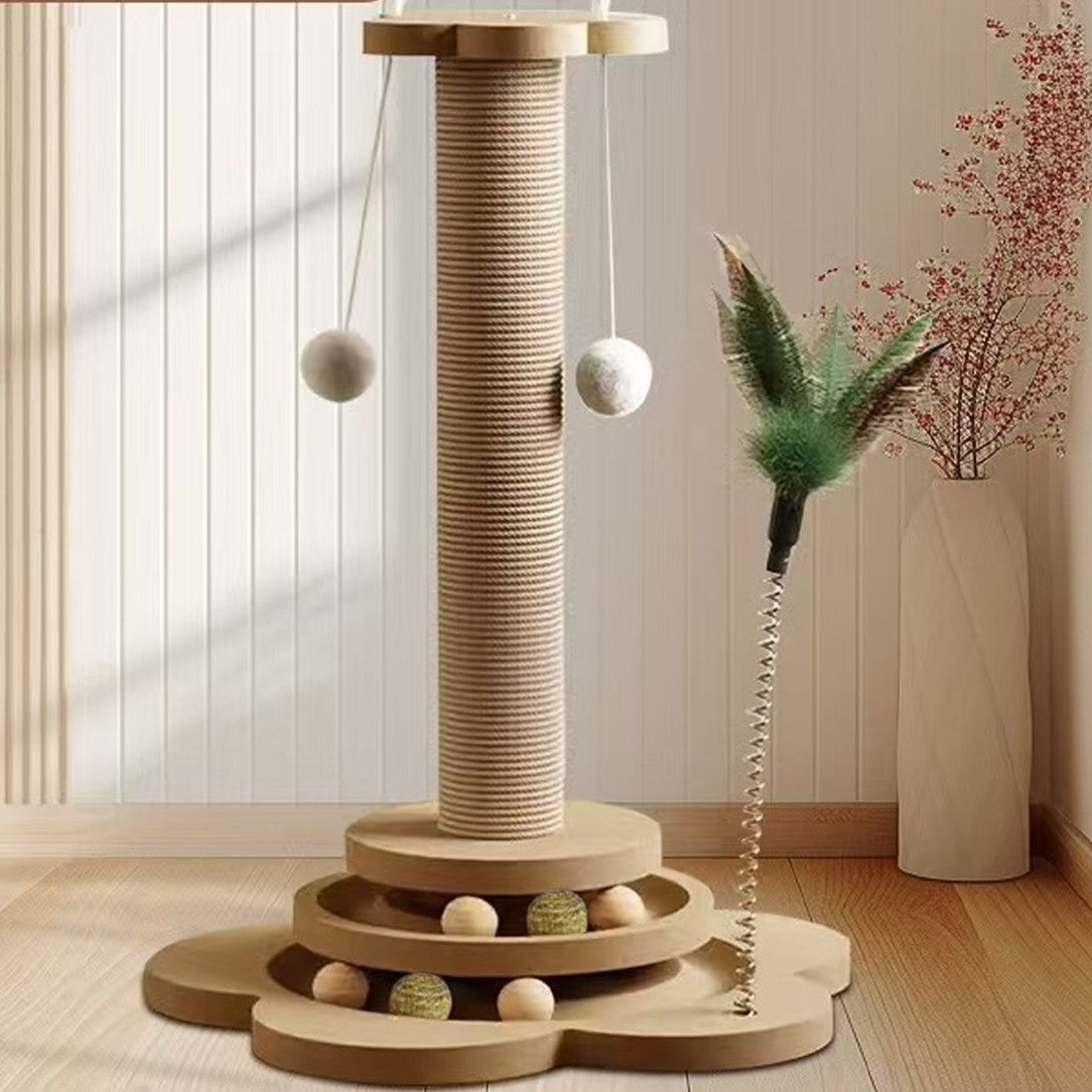 NEW Large Cat Tree Scratching Post Pet Climbing Tower 46X24CM With Column Turntable