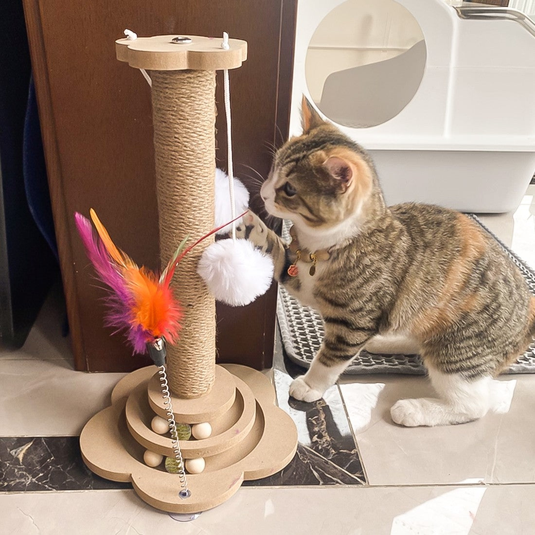 NEW Large Cat Tree Scratching Post Pet Climbing Tower 46X24CM With Column Turntable