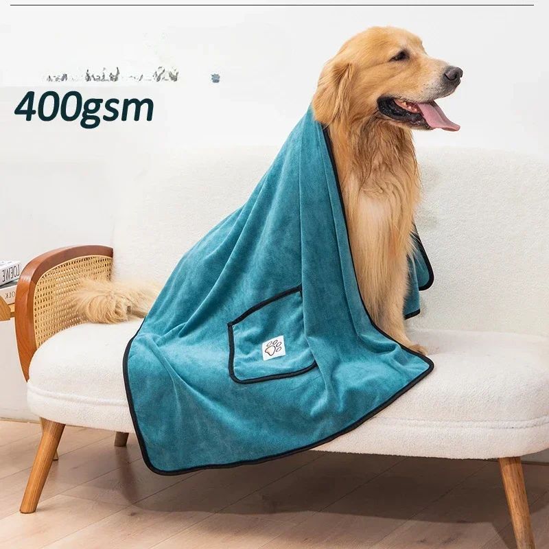 Pet Towel Dog Bathrobe Water Absorbent And Quick Drying Cleaning Beauty Glove Style Pocket Dog Bath Towel Accessori Cani
