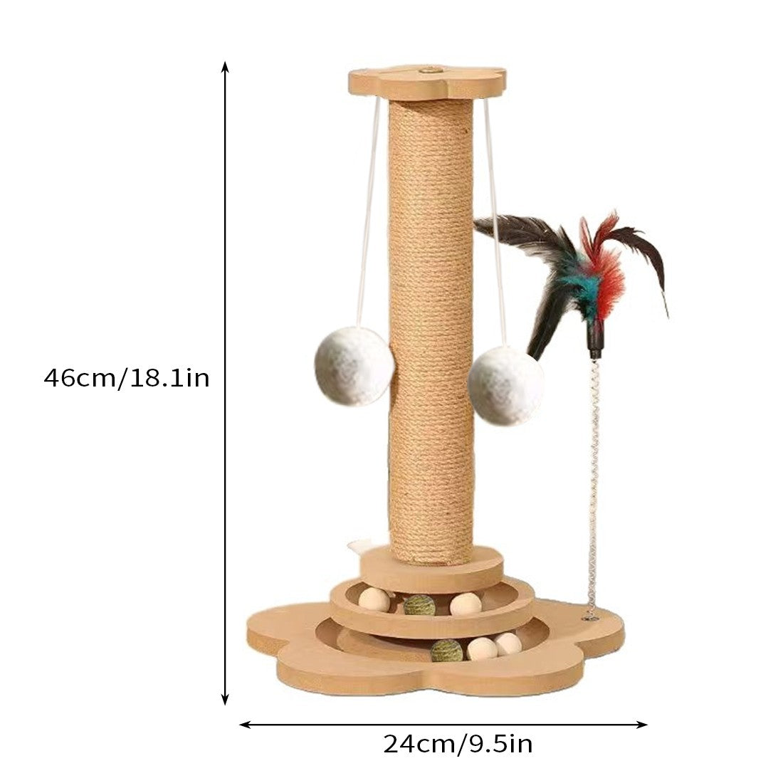 NEW Large Cat Tree Scratching Post Pet Climbing Tower 46X24CM With Column Turntable